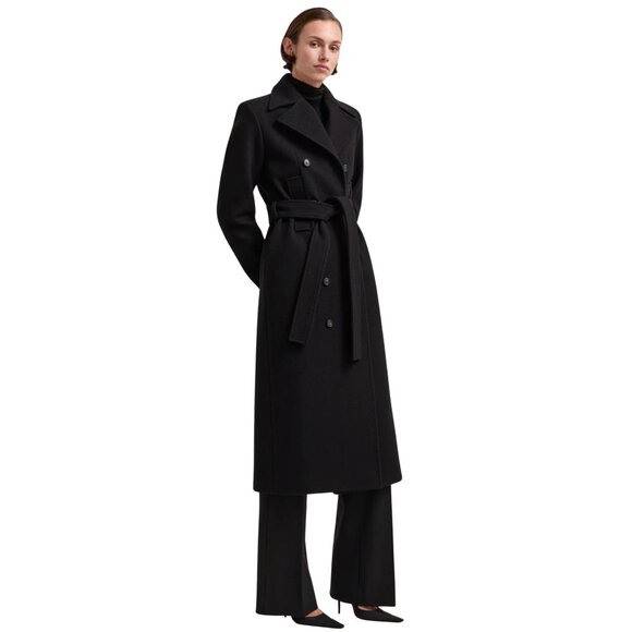587. G. Label GWYN by Goop Emilia Black Cashmere Wool Full Coat $1195 NWOT Sz 4 - Picture 2 of 7